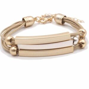 Kinsley Armelle Metallic Collection Hybrid Gold Silver Multi-Strand Bracelet